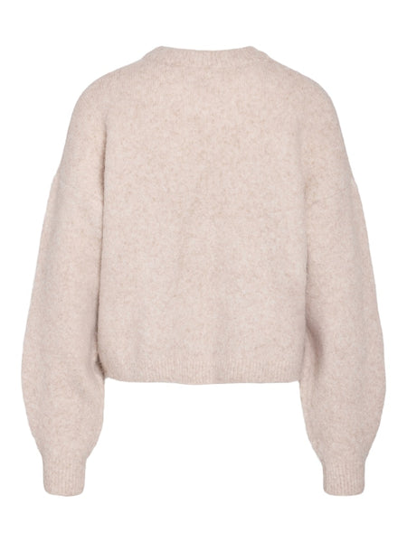 NOISY MAY Embroidered "Ho Ho Ho" Jumper in Beige