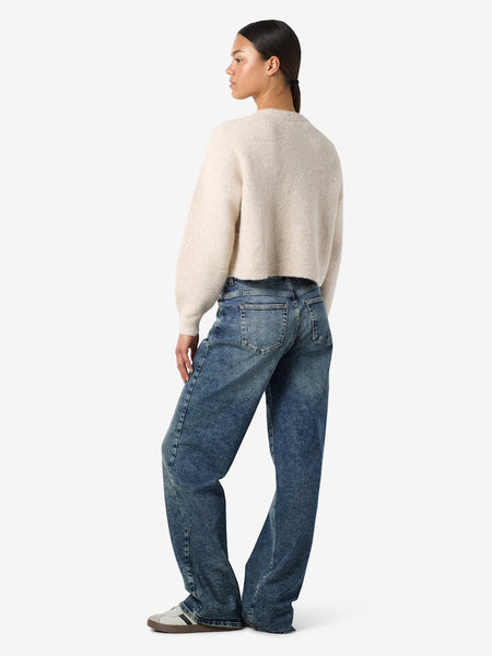 NOISY MAY Embroidered "Ho Ho Ho" Jumper in Beige