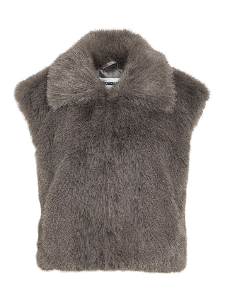 NOISY MAY Faux fur Gilet in Grey