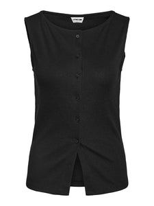 Noisy May Sleeveless Button Cardigan in Black