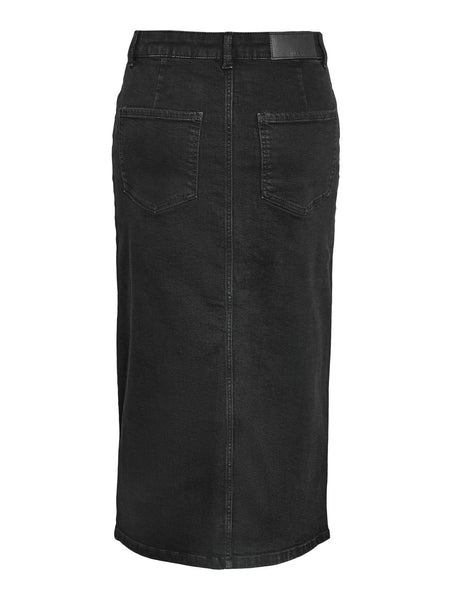 Noisy May Denim Midi Skirt in Black