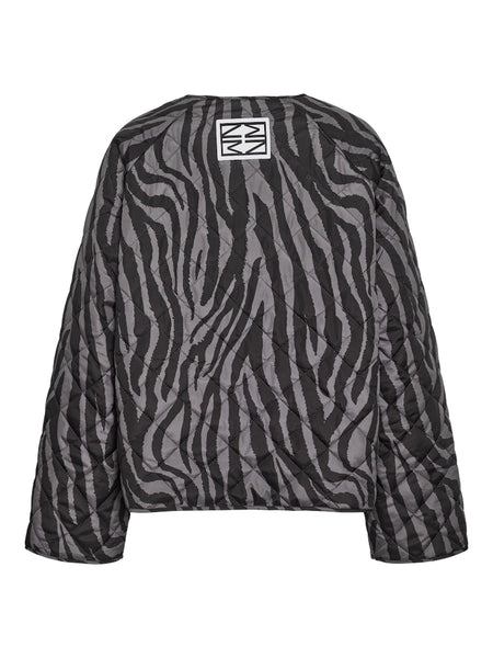 NOISY MAY Zebra Print Quilted Jacket in Grey
