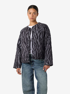 NOISY MAY Zebra Print Quilted Jacket in Grey