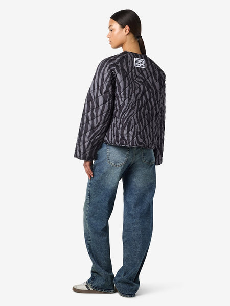 NOISY MAY Zebra Print Quilted Jacket in Grey
