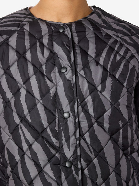 NOISY MAY Zebra Print Quilted Jacket in Grey
