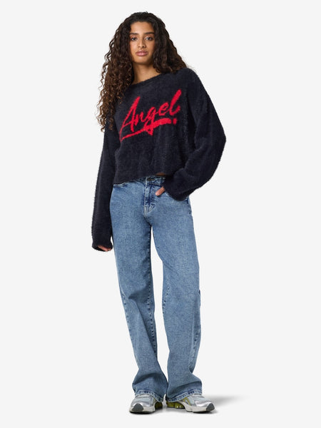 NOISY MAY Printed "Angel" Jumper in Midnight Blue