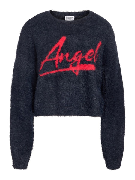 NOISY MAY Printed "Angel" Jumper in Midnight Blue