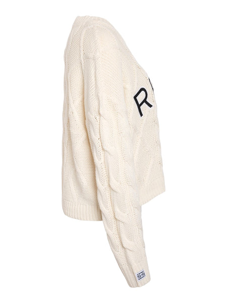 NOISY MAY Cable Knit "Rebel" Jumper in Cream