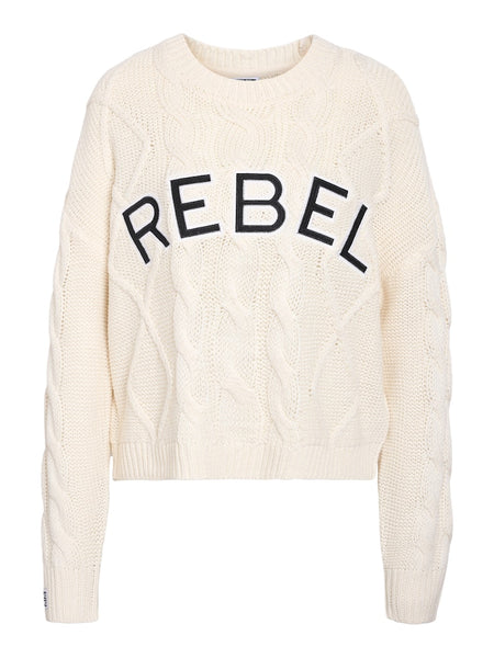 NOISY MAY Cable Knit "Rebel" Jumper in Cream