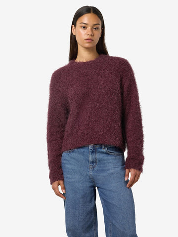 NOISY MAY Knitted O-Neck Jumper in Burgundy