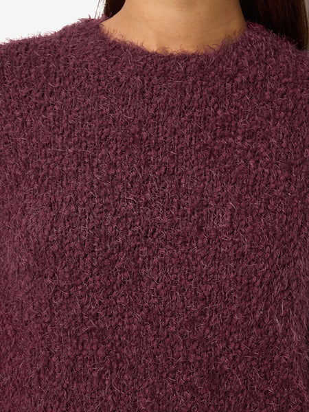 NOISY MAY Knitted O-Neck Jumper in Burgundy