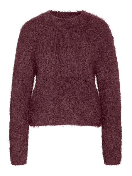 NOISY MAY Knitted O-Neck Jumper in Burgundy