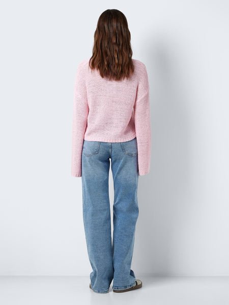 Noisy May Cropped Knit Jumper in Pink