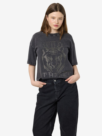 Noisy May "Wild At Heart" T-Shirt in Grey