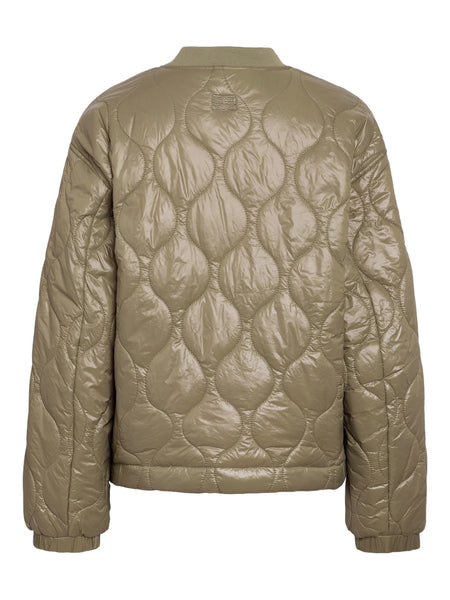 NOISY MAY Shiny Quilted Jacket in Green