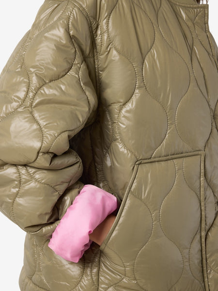 NOISY MAY Shiny Quilted Jacket in Green