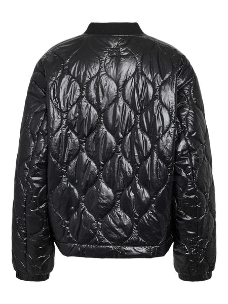 NOISY MAY Shiny Quilted Jacket in Black