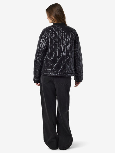 NOISY MAY Shiny Quilted Jacket in Black