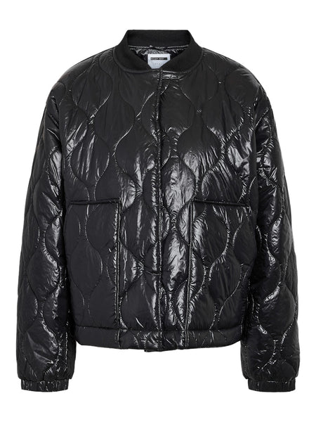 NOISY MAY Shiny Quilted Jacket in Black