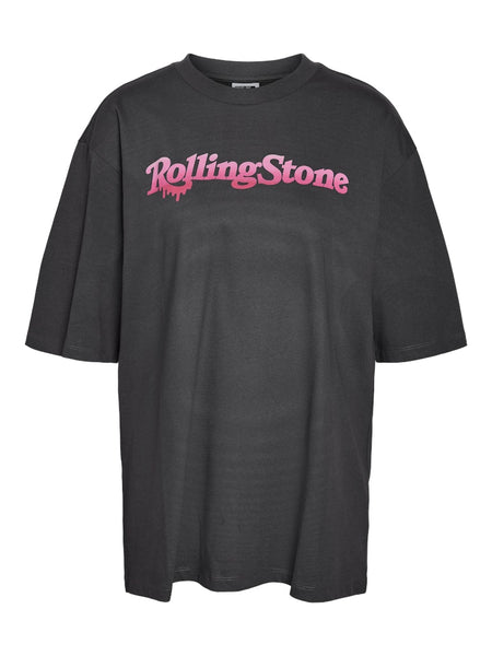 NOISY MAY Oversized "Rolling Stone" T-Shirt in Charcoal
