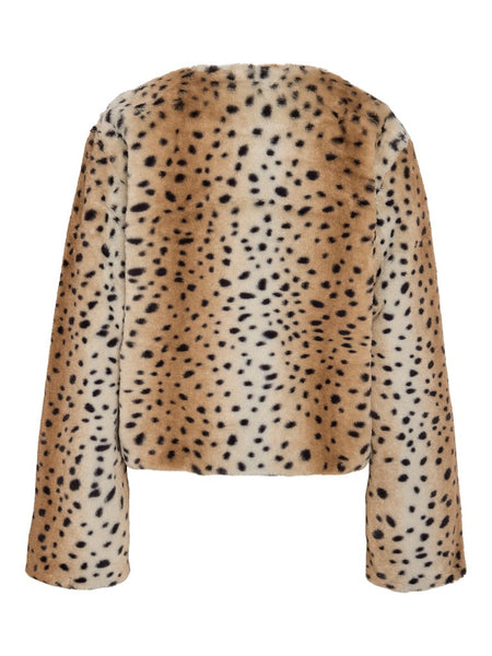 NOISY MAY Animal Print Short Fur Jacket