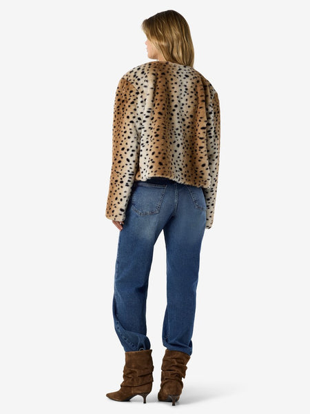 NOISY MAY Animal Print Short Fur Jacket