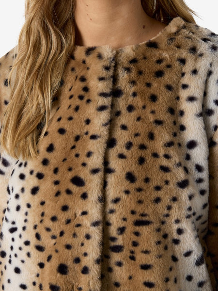 NOISY MAY Animal Print Short Fur Jacket