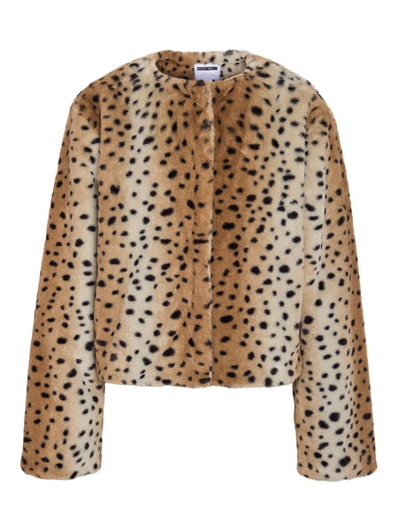 NOISY MAY Animal Print Short Fur Jacket