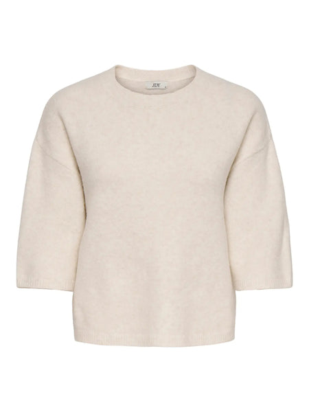 JDY 3/4 Sleeve Knit Top in Cream
