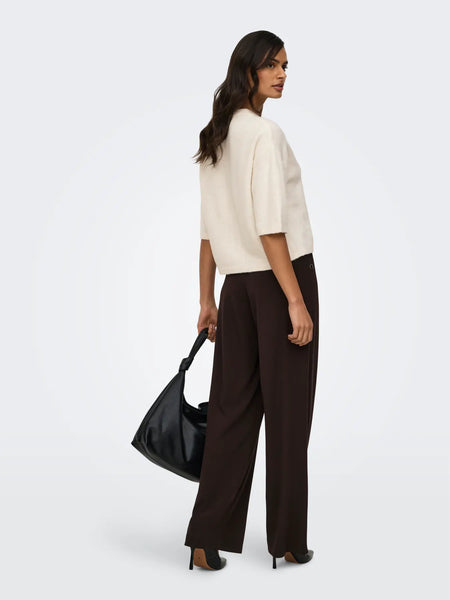 JDY 3/4 Sleeve Knit Top in Cream