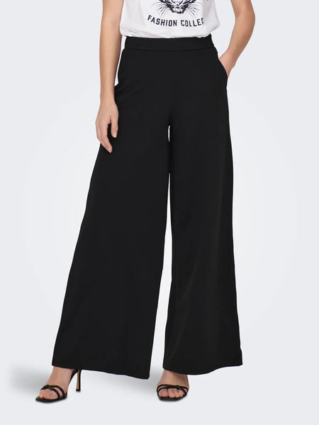 JDY Flared Wide Leg Trousers in Black