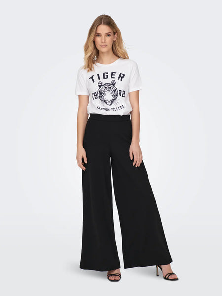 JDY Flared Wide Leg Trousers in Black