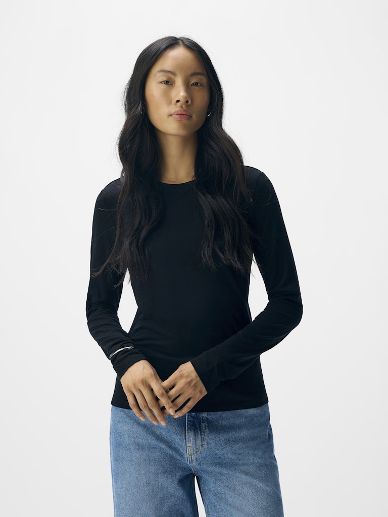 OBJECT Long Sleeve Top in Black