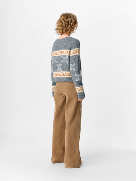OBJECT Patterned Short Knit Cardigan in Grey