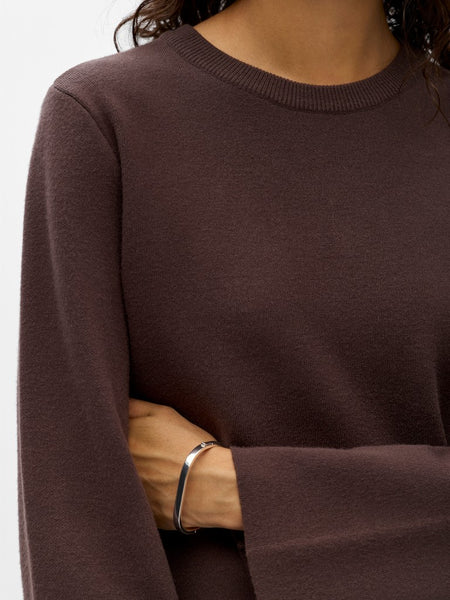 OBJECT Knitted O-Neck Jumper in Brown
