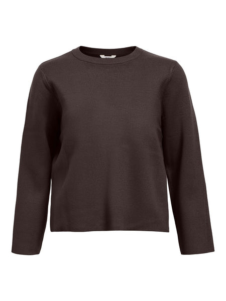 OBJECT Knitted O-Neck Jumper in Brown