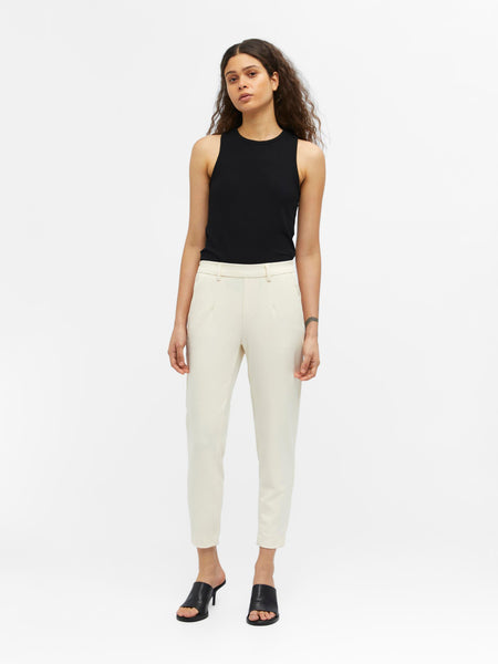 Object Slim Fit Tailored Trousers in Cream