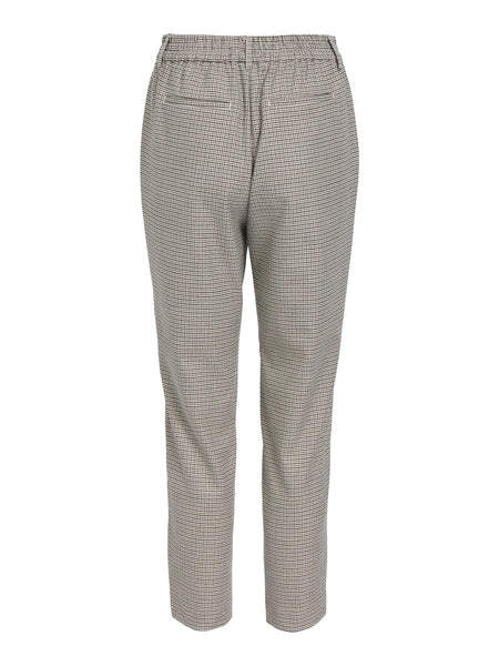Object Houndstooth Slim Fit Tailored Trousers in Cream