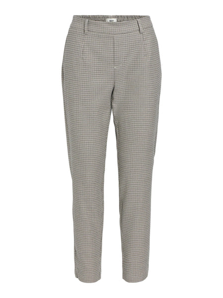 Object Houndstooth Slim Fit Tailored Trousers in Cream
