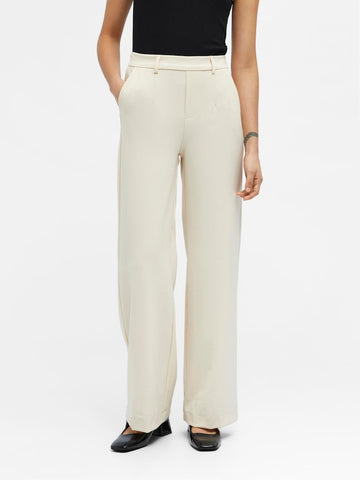 Object Wide Leg Tailored Trousers in Cream