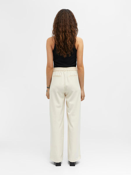 Object Wide Leg Tailored Trousers in Cream