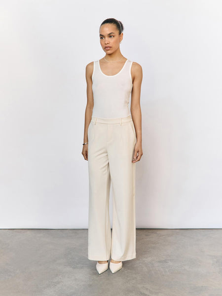 Object Wide Leg Tailored Trousers in Cream