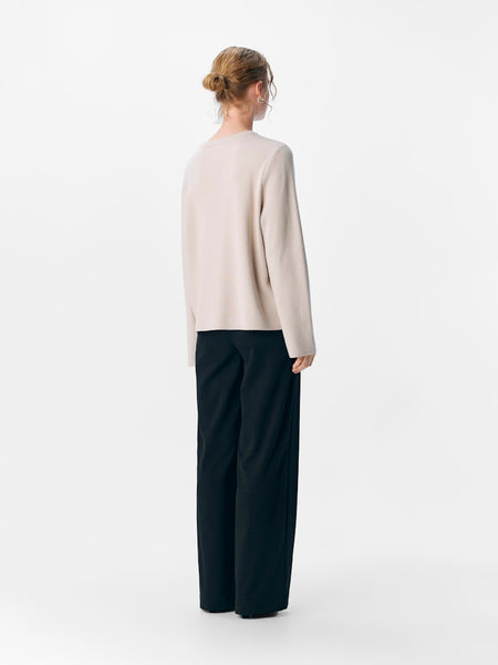 OBJECT Knitted O-Neck Jumper in Beige