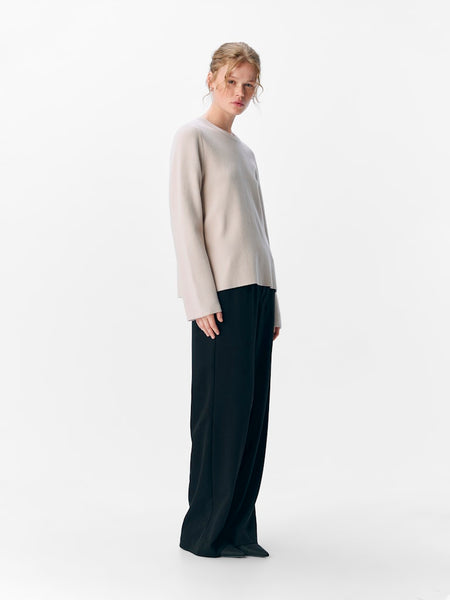 OBJECT Knitted O-Neck Jumper in Beige