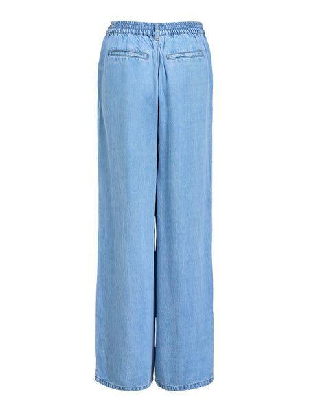 Object Wide Leg Loose Trousers in Light Blue Denim