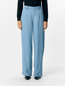 Object Wide Leg Loose Trousers in Light Blue Denim