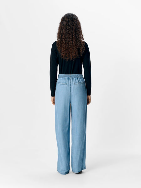 Object Wide Leg Loose Trousers in Light Blue Denim