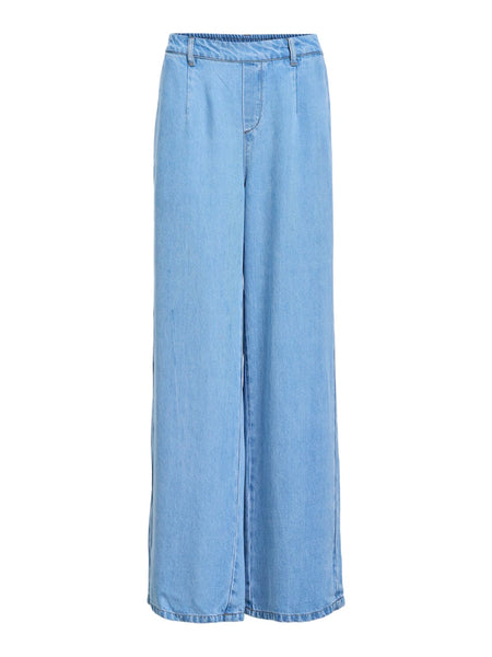 Object Wide Leg Loose Trousers in Light Blue Denim