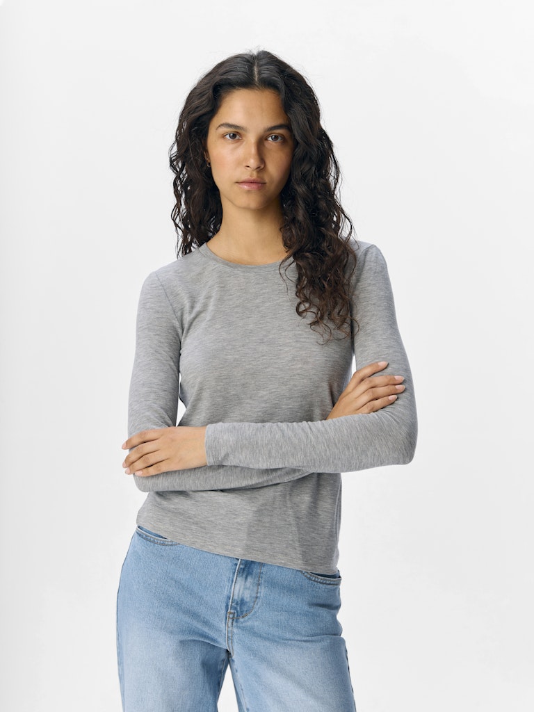 OBJECT Long Sleeve Top in Grey