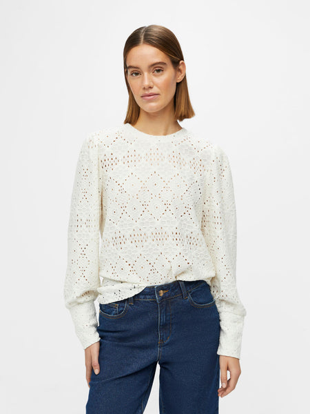 Object Lace Balloon Sleeve Top in White